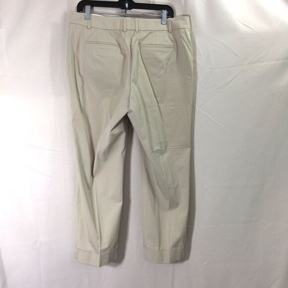 Ann Taylor Trousers Pants Ankle Cuffed Slash Pockets Beige Size 12 - Picture 3 of 4